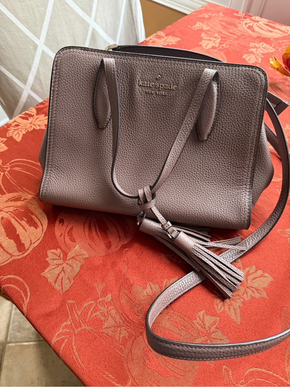 kate spade Pebbled Leather Satchel in Mauve